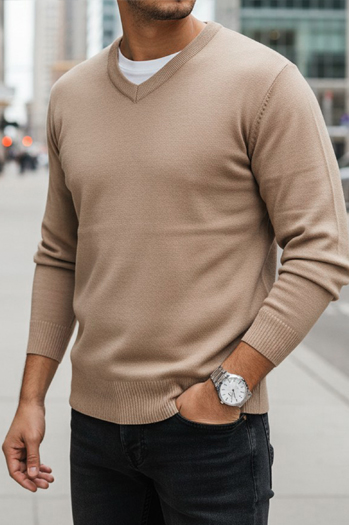 Sweter męski w serek kamelowy Dstreet WX2318