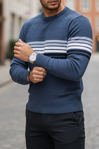 Sweter męski w paski niebieski Dstreet WX2325