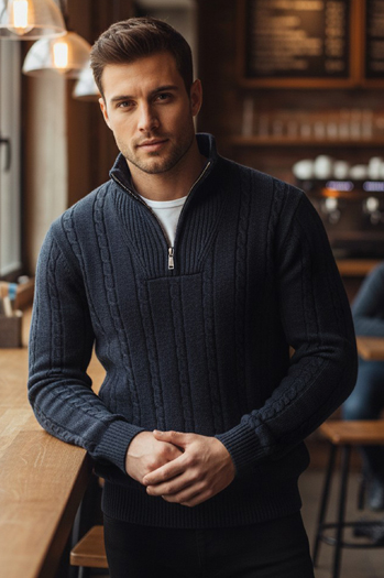 Sweter męski ze stójką granatowy Dstreet WX2326