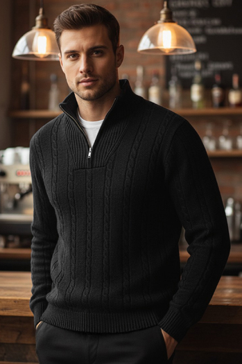 Sweter męski ze stójką czarny Dstreet WX2328