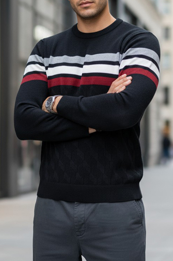 Sweter męski w paski czarny  Dstreet WX2333