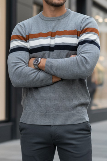 Sweter męski w paski szary Dstreet WX2335