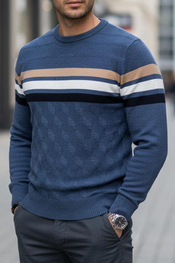 Sweter męski w paski niebieski Dstreet WX2336