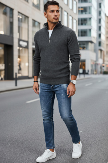 Sweter męski jasnoszary Dstreet WX2339
