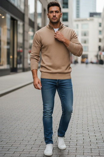 Sweter męski kamelowy Dstreet WX2341