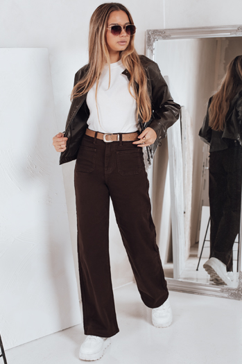 Jeasny dasmkie wide leg brązowe Dstreet UY2842