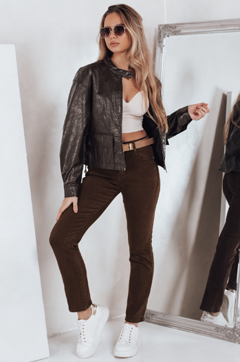 Jeansy damskie slim tapered brązowe Dstreet UY2843