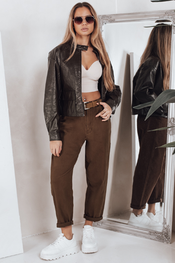 Jeansy damskie mom fit brązowe Dstreet UY2844