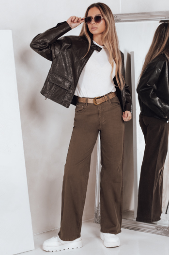 Jeansy damskie wide leg brązowe Dstreet UY2845