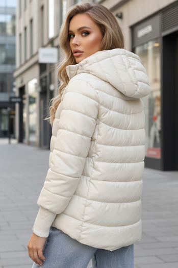 Kurtka damska pikowana z kapturem biała Dstreet ty5355