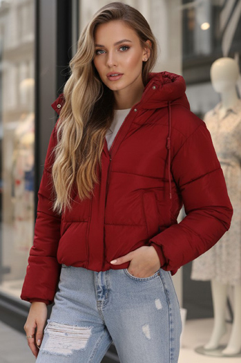 Kurtka damska zimowa krótka pikowana bordowa Dstreet TY5407