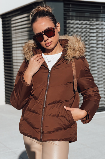 Kurtka zimowa damska pikowana brązowa Dstreet TY5420