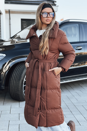 Płaszcz pikowany damski CLOUTIQUE brązowy Dstreet TY5462