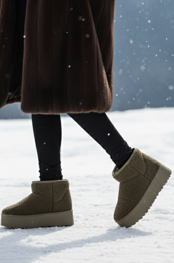 Śniegowce damskie materiałowe z futerkiem zielone Dstreet ZY1254