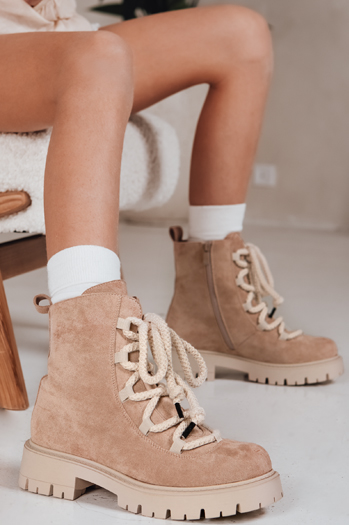 Trapery damskie sznurowane beżowe Dstreet ZY1263