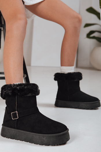 Śniegowce damskie zamszowe z futerkiem czarne Dstreet ZY1273