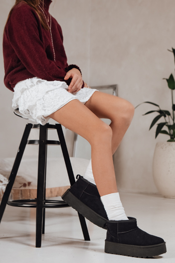 Śniegowce damskie zamszowe czarne Dstreet ZY1283