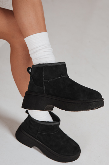 Śniegowce damskie na grubej podeszwie czarne Dstreet ZY1284