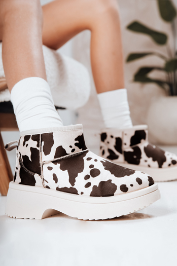 Śniegowce damskie na grubej podeszwie w łaty Dstreet ZY1285