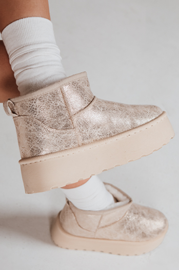 Śniegowce damskie zamszowe beżowe Dstreet ZY1293