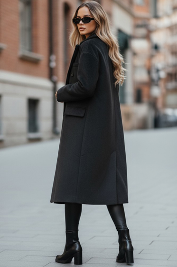 Płaszcz zimowy damski długi oversize czarny Dstreet NY0765z