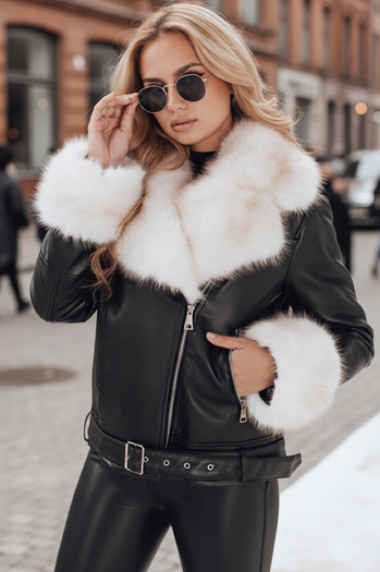 Kurtka damska ramoneska z futerkiem czarna Dstreet TY5122z