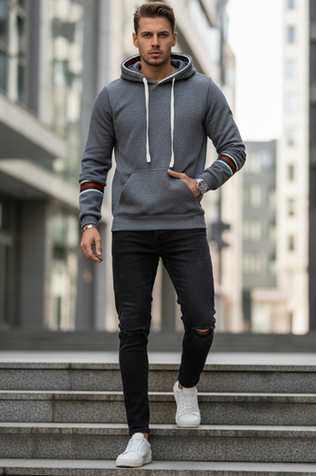 Bluza męska z kapturem szara Dstreet BX5946