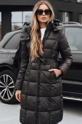 Kurtka damska zimowa pikowana z kapturem czarna Dstreet TY5489