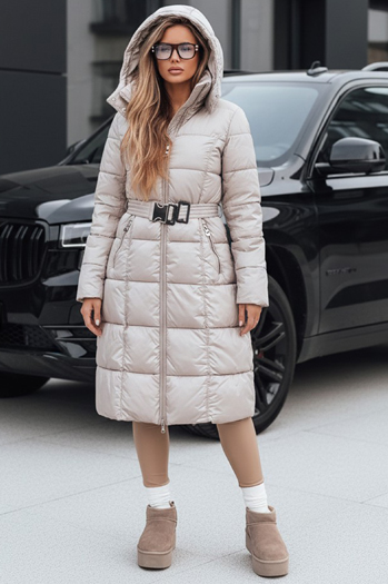 Kurtka damska zimowa pikowana z kapturem beżowa Dstreet TY5490