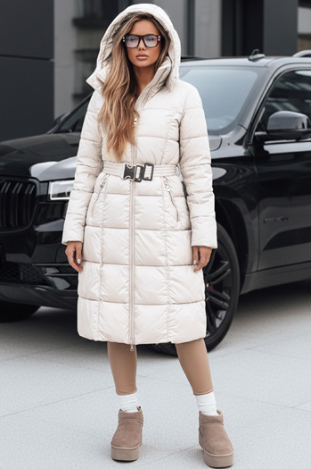 Kurtka damska zimowa pikowana z kapturem biała Dstreet TY5491