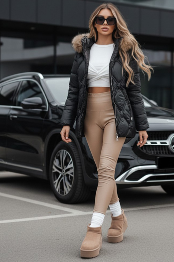 Kurtka damska zimowa z futerkiem czarna Dstreet TY5514