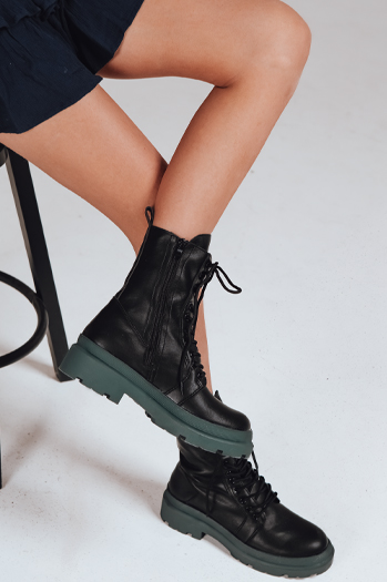 Botki damskie HARDSTEP wiązane czarne Dstreet ZY1304