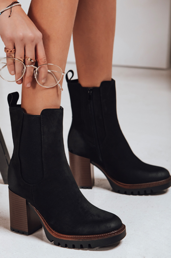 Botki damskie zamszowe czarny Dstreet ZY1319