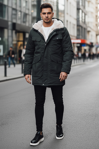 Kurtka zimowa męska parka z kapturem zielona Dstreet TX4961z