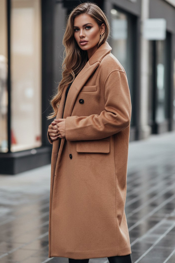 Płaszcz zimowy damski długi oversize kamelowy Dstreet NY0766z