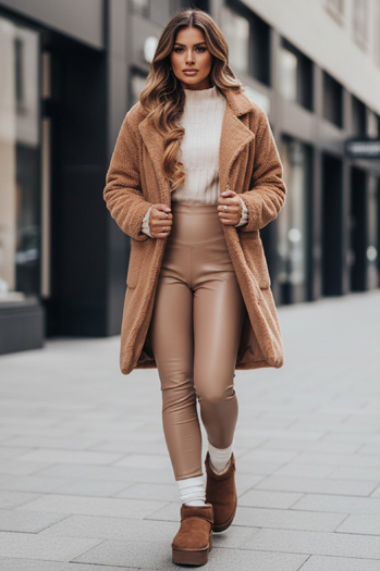 Płaszcz zimowy damski teddy futrzany kamelowy Dstreet NY0758z