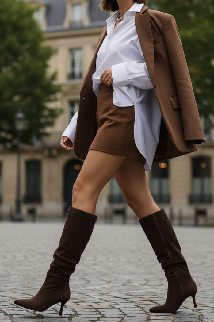 Kozaki damskie zamszowe brązowe Dstreet ZY1324