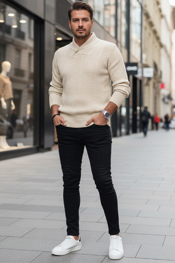 Sweter męski beżowy Dstreet WX2258z