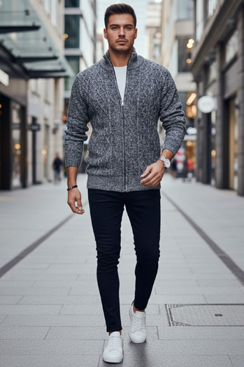 Sweter męski rozpinany szary Dstreet WX2251z