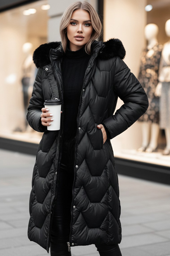 Kurtka damska pikowana długa WINTERACT czarna Dstreet TY4775z