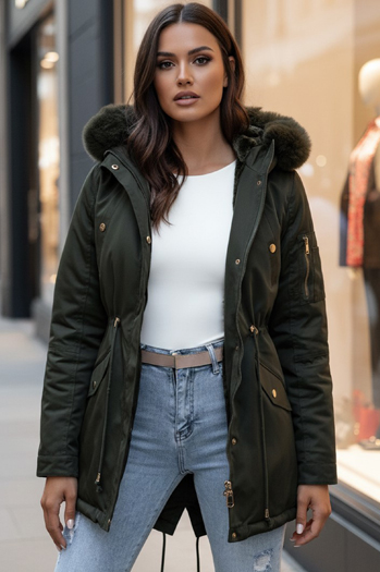 Kurtka zimowa damska parka z futerkiem ERISS zielona Dstreet TY4534z