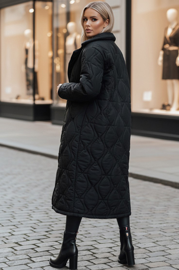 Płaszcz damski pikowany długi TRENDIFY czarny Dstreet TY4378z