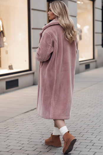 Płaszcz damski zimowy LUXERII długi futerkowy różowy Dstreet TY4689z