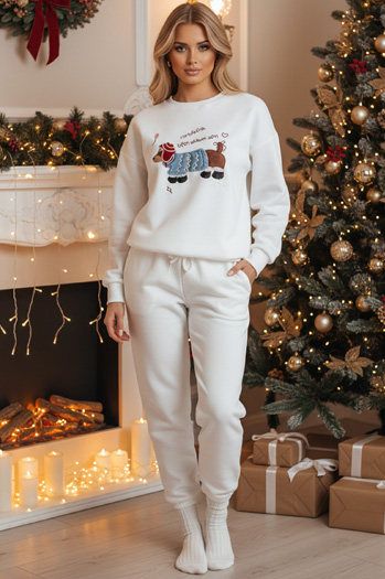 Bluza damska oversize z haftem DOGSWEETY biała Dstreet BY1478z