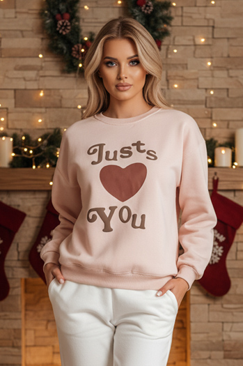 Bluza damska oversize z nadrukiem JUST LOVE YOU różowa Dstreet BY1473z