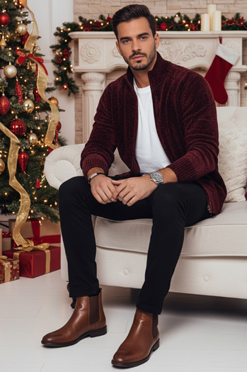 Sweter męski rozpinany bordowy Dstreet WX2233z