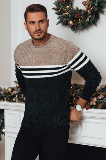 Sweter męski w paski zielony Dstreet WX2231z