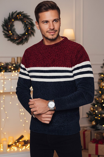 Sweter męski w paski granatowy Dstreet WX2229z