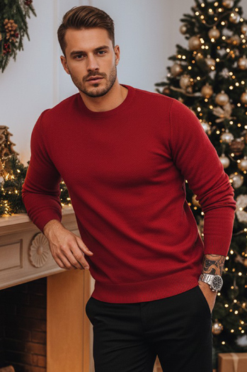 Sweter męski klasyczny bordowy Dstreet WX1933z