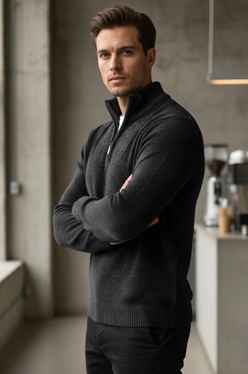 Sweter męski ze stójką ciemnoszary Dstreet WX2351